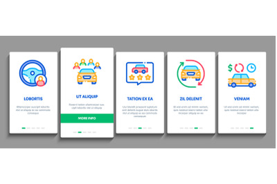 Car Sharing Business Onboarding Elements Icons Set Vector