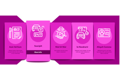 Car Sharing Business Onboarding Elements Icons Set Vector