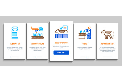 Milk Factory Product Onboarding Elements Icons Set Vector