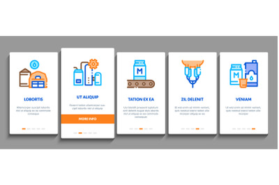 Milk Factory Product Onboarding Elements Icons Set Vector