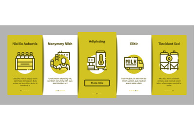 Milk Factory Product Onboarding Elements Icons Set Vector