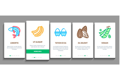 Protein Food Nutrition Onboarding Elements Icons Set Vector