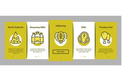 Protein Food Nutrition Onboarding Elements Icons Set Vector