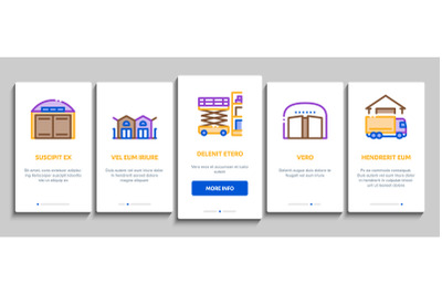 Warehouse And Storage Onboarding Elements Icons Set Vector