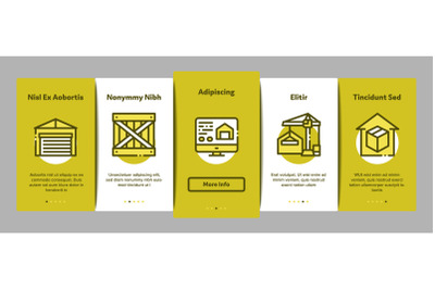 Warehouse And Storage Onboarding Elements Icons Set Vector