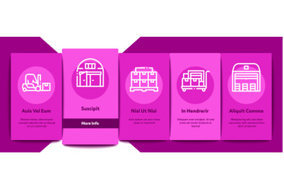 Warehouse And Storage Onboarding Elements Icons Set Vector