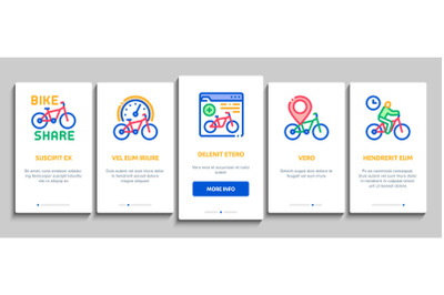 Bike Sharing Business Onboarding Elements Icons Set Vector