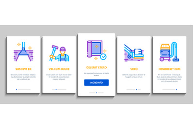 Carpet Cleaning Washing Service Onboarding Elements Icons Set Vector