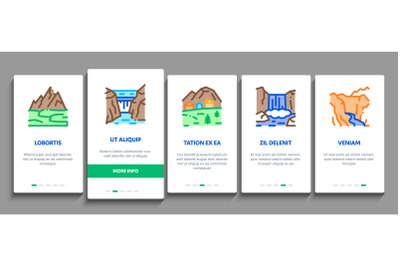 Mountain Landscape Onboarding Elements Icons Set Vector