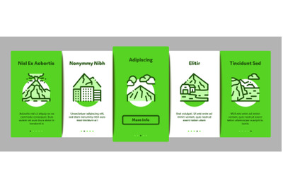 Mountain Landscape Onboarding Elements Icons Set Vector