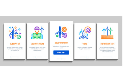 Wind Energy Technicians Onboarding Elements Icons Set Vector