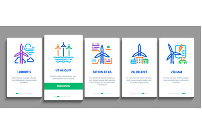 Wind Energy Technicians Onboarding Elements Icons Set Vector