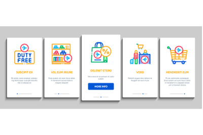 Duty Free Shop Store Onboarding Elements Icons Set Vector