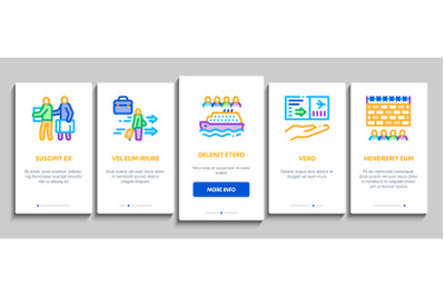 Immigration Refugee Onboarding Elements Icons Set Vector