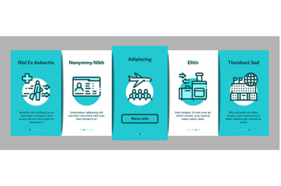 Immigration Refugee Onboarding Elements Icons Set Vector