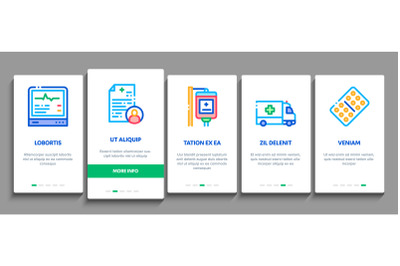 Nurse Medical Aid Onboarding Elements Icons Set Vector