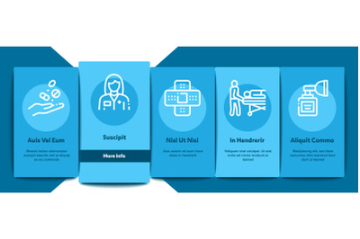 Nurse Medical Aid Onboarding Elements Icons Set Vector