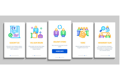 Recruitment And Research Employee Onboarding Elements Icons Set Vector