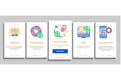 Betting And Gambling Onboarding Icons Set Vector