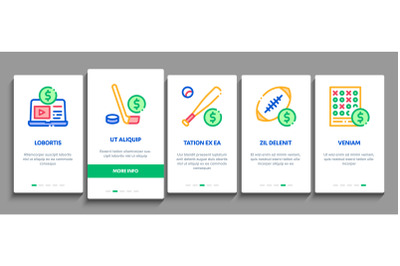 Betting And Gambling Onboarding Icons Set Vector