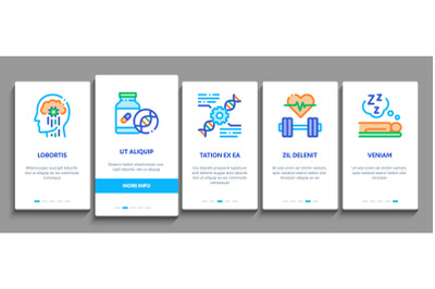 Biohacking Onboarding Elements Icons Set Vector