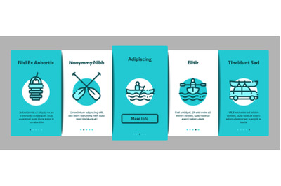 Canoeing Onboarding Elements Icons Set Vector