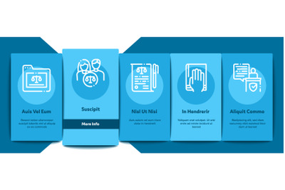 Law And Judgement Onboarding Icons Set Vector