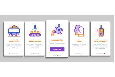 Metallurgical Onboarding Elements Icons Set Vector