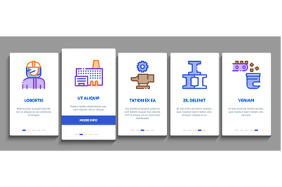 Metallurgical Onboarding Elements Icons Set Vector