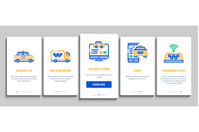 Online Taxi Onboarding Elements Icons Set Vector