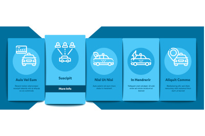 Online Taxi Onboarding Elements Icons Set Vector