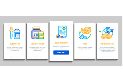 Supplements Onboarding Elements Icons Set Vector