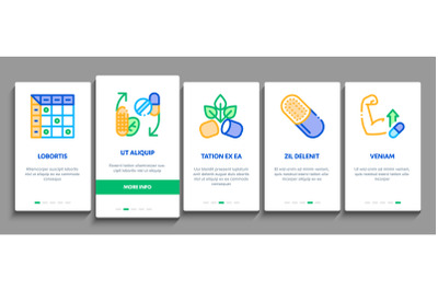 Supplements Onboarding Elements Icons Set Vector