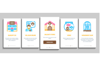 Pet Shop Onboarding Elements Icons Set Vector