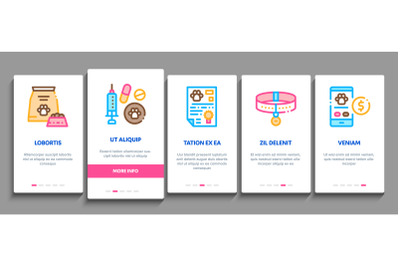 Pet Shop Onboarding Elements Icons Set Vector