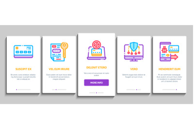 Carder Hacker Onboarding Elements Icons Set Vector