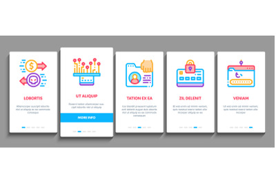 Carder Hacker Onboarding Elements Icons Set Vector