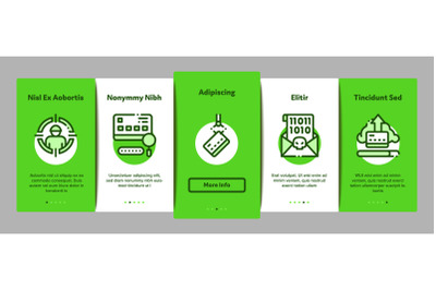 Carder Hacker Onboarding Elements Icons Set Vector