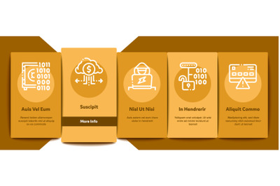 Carder Hacker Onboarding Elements Icons Set Vector