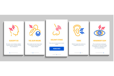 Body Ache Onboarding Elements Icons Set Vector
