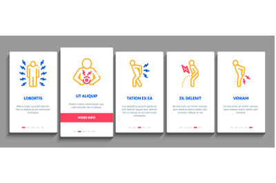 Body Ache Onboarding Elements Icons Set Vector