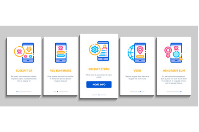 Dating App Onboarding Elements Icons Set Vector