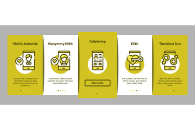 Dating App Onboarding Elements Icons Set Vector