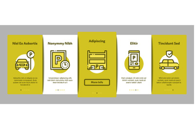 Parking Car Onboarding Elements Icons Set Vector