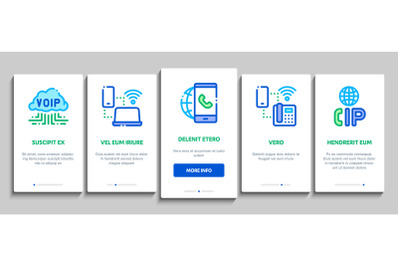 Voip Calling System Onboarding Icons Set Vector