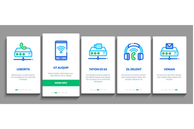 Voip Calling System Onboarding Icons Set Vector