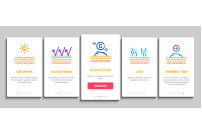 Sunscreen Onboarding Elements Icons Set Vector