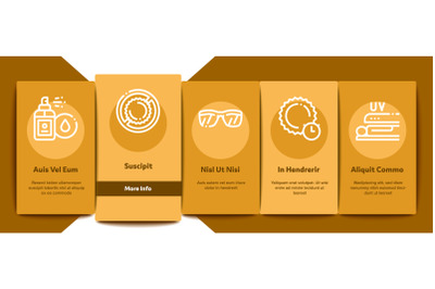 Sunscreen Onboarding Elements Icons Set Vector