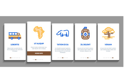 Safari Travel Onboarding Elements Icons Set Vector