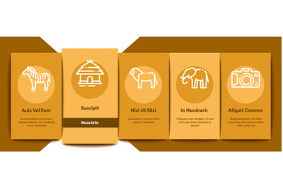 Safari Travel Onboarding Elements Icons Set Vector